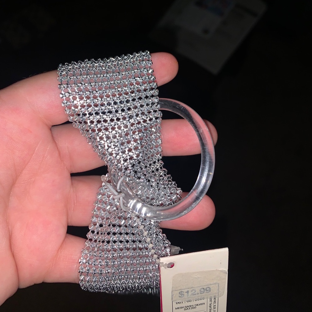 silver metallic sparkly belt